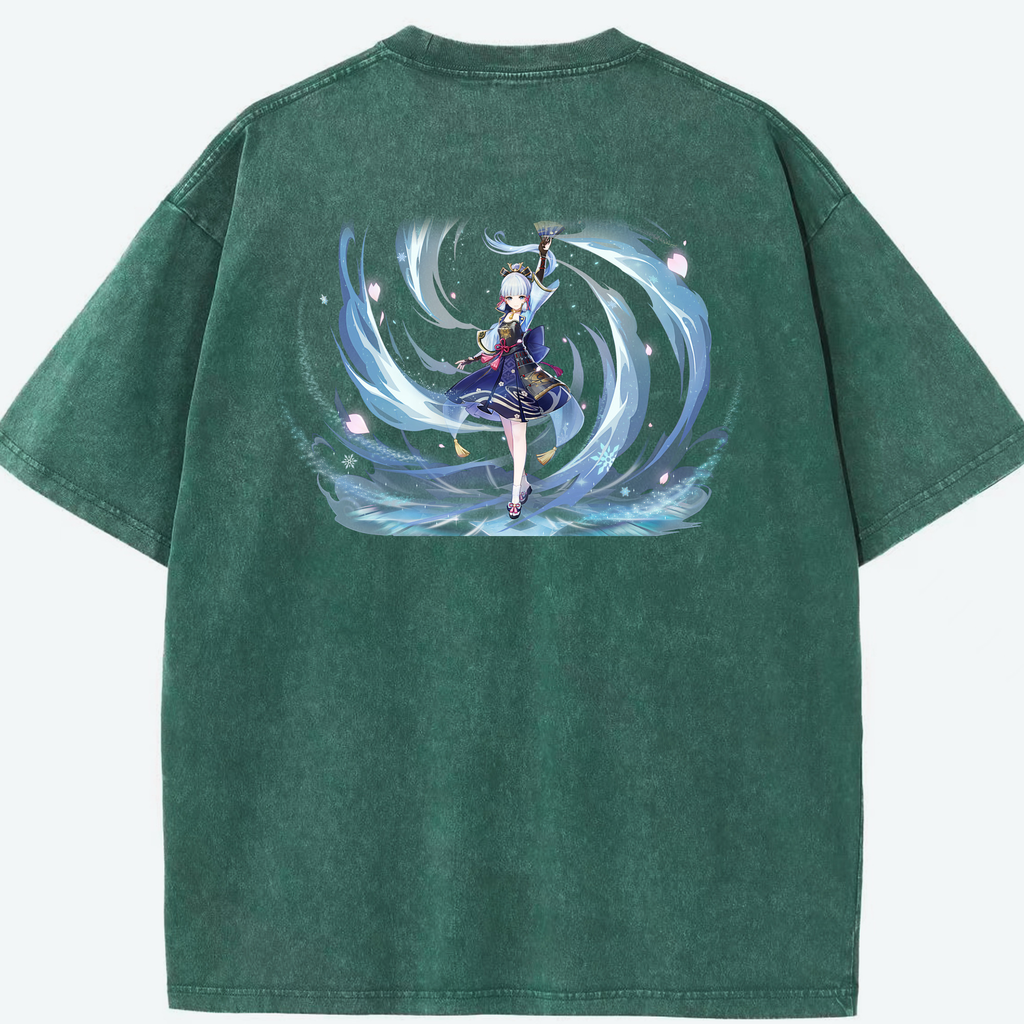 げんし神 神里綾華 神宮寺レン genshin Kamimiya Ren 綿100% ヴィンテージ風 半袖Tシャツ（背面プリント）